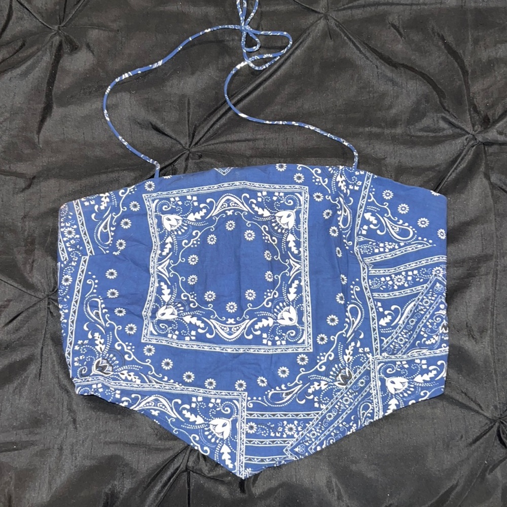 ASOS Blue Paisley Crop Top